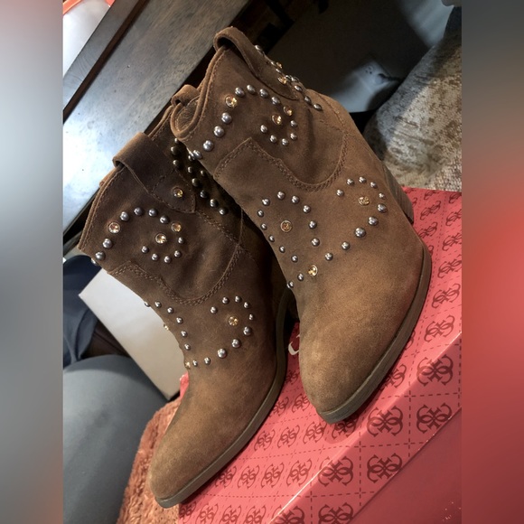 Guess Y2K Western Boots Camel Suede 7.5 M - Picture 3 of 9